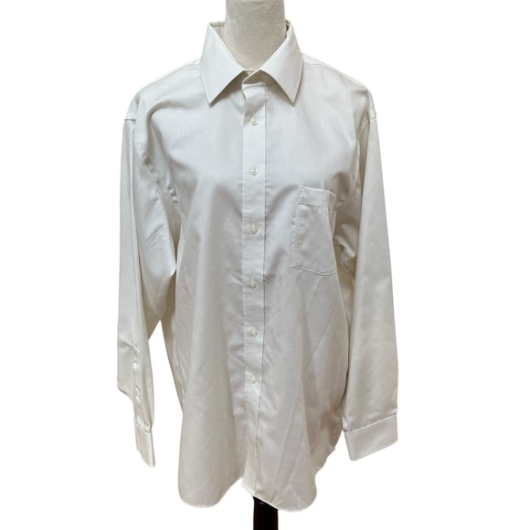 Joseph Abboud 17 34/35 Men’s Button Down Shirt Cream Color with Pattern Cotton - Picture 2 of 9